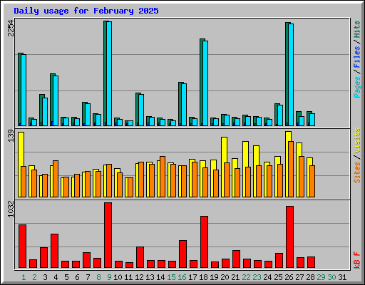 Daily usage for February 2025